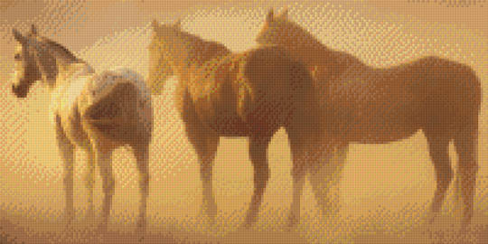 Three Horses In A Dust Storm Ten [10] Baseplates PixelHobby Mini-mosaic Art Kit